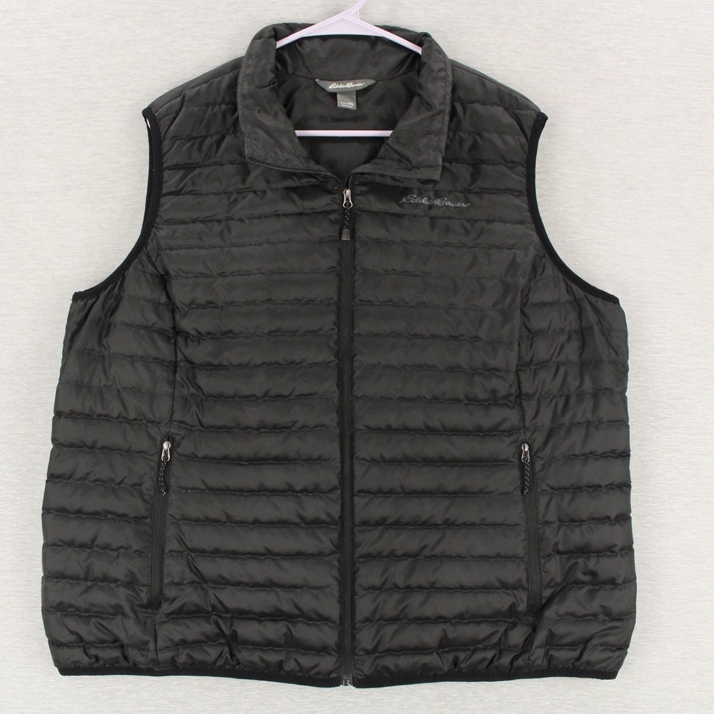 Eddie Bauer EB650 Puffer Down Vest Womens Size XXL Black Full Zip Polyester